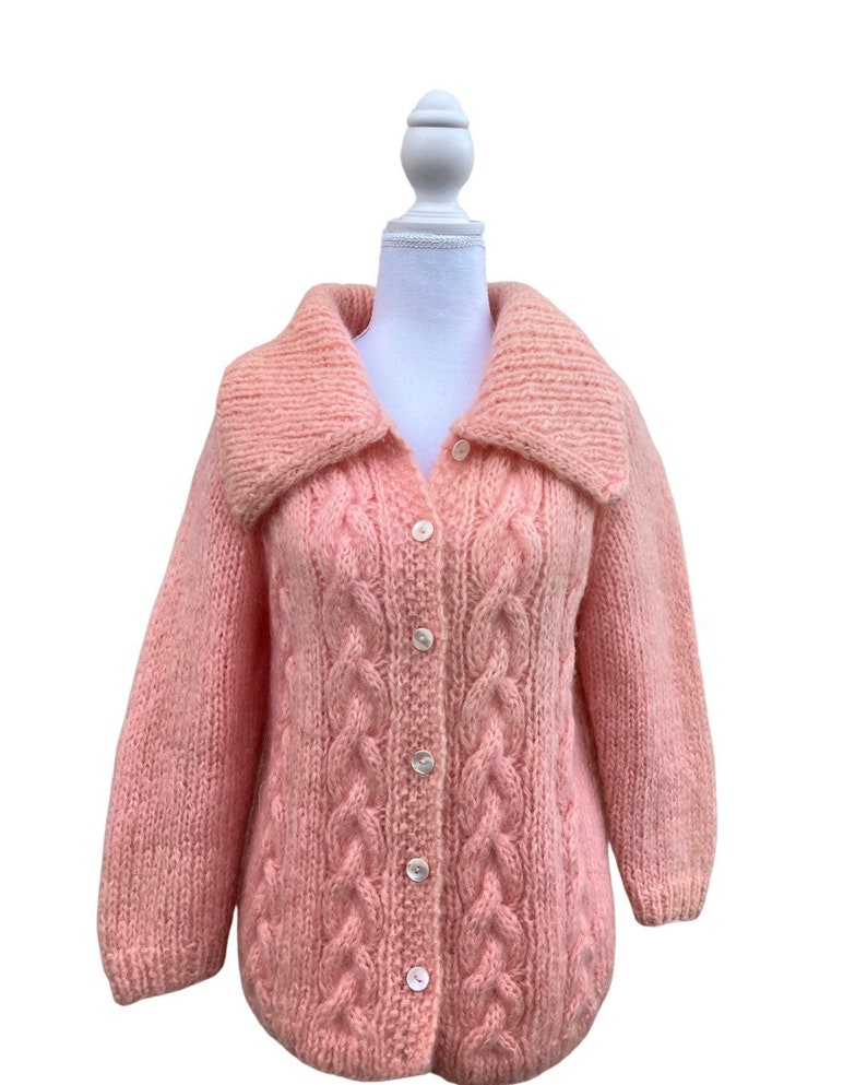 Peachy Vintage Hand Knit Italian Mohair Cardigan by outlets Famelia. Size M/L European 40