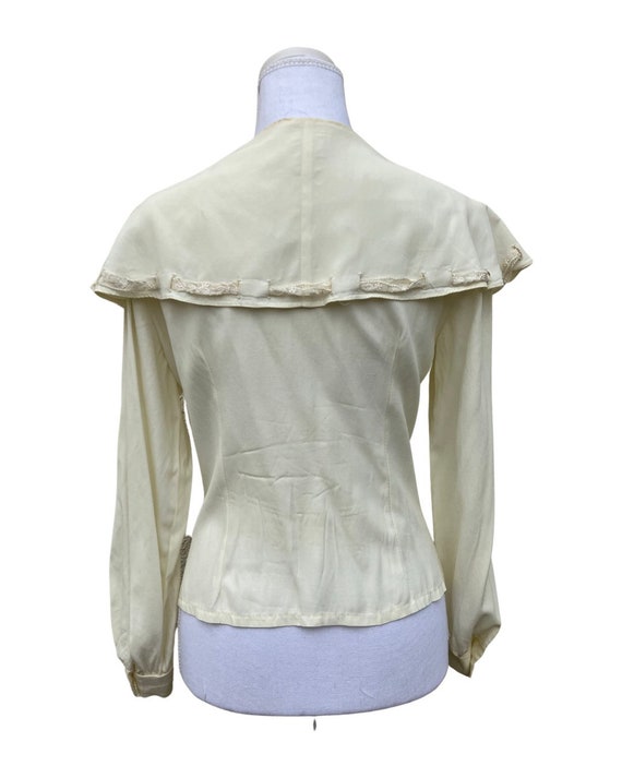 Lovely cream 70’s Victorian style button up blous… - image 3