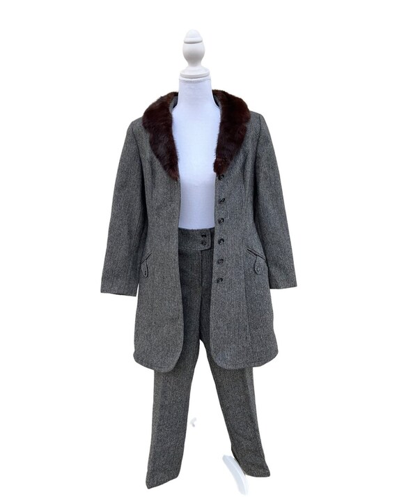 Impeccable German Fully lined Herringbone Pant Su… - image 4