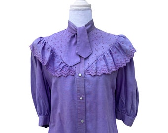 Jolene Lilac Seventies Prairie Inspired Blouse. Size S 4/6
