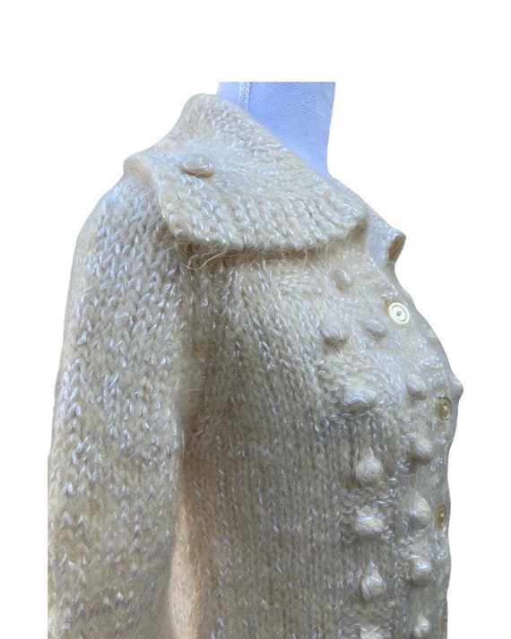 Dreamy Cream Hand Knit Mohair Blend Cardigan. Siz… - image 2