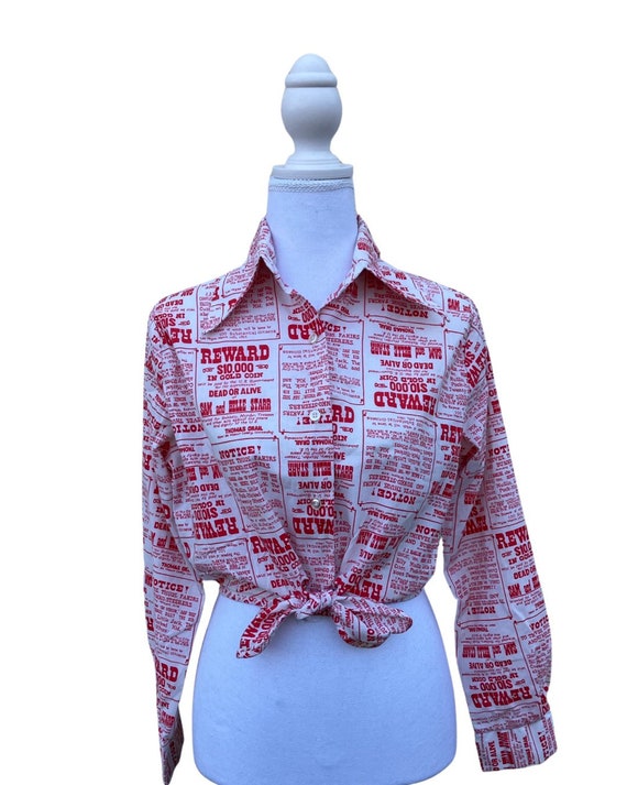 70’s Novelty Outlaw Blouse.  Size S/M