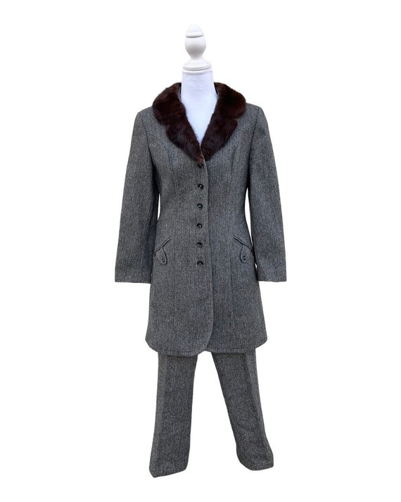 Impeccable German Fully lined Herringbone Pant Su… - image 2