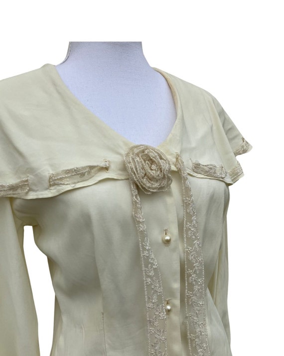 Lovely cream 70’s Victorian style button up blous… - image 2