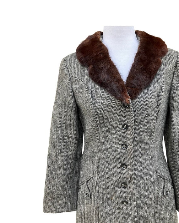 Impeccable German Fully lined Herringbone Pant Su… - image 1