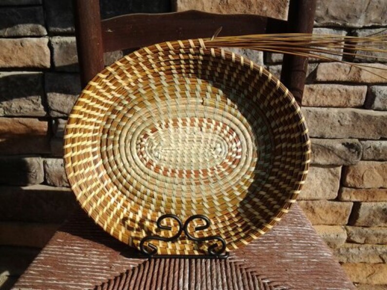 Gullah Sweetgrass OVAL Fanner Basket Wonderful Contrast Etsy