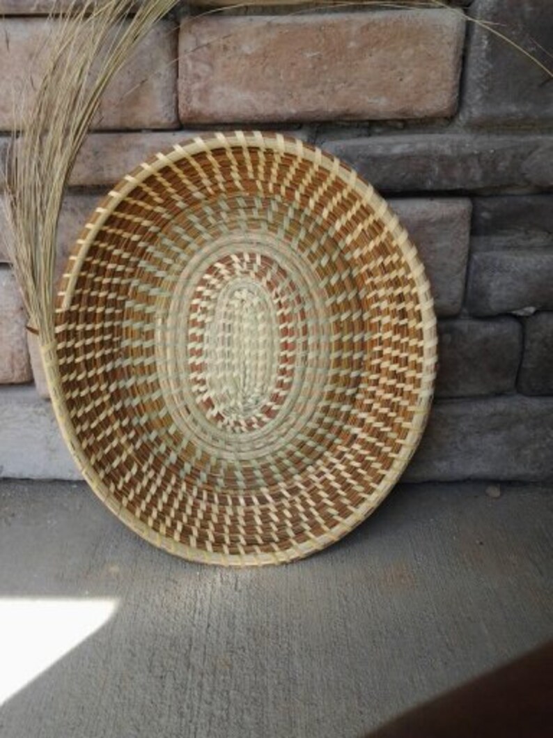 Gullah Sweetgrass OVAL Fanner Basket Wonderful Contrast Etsy