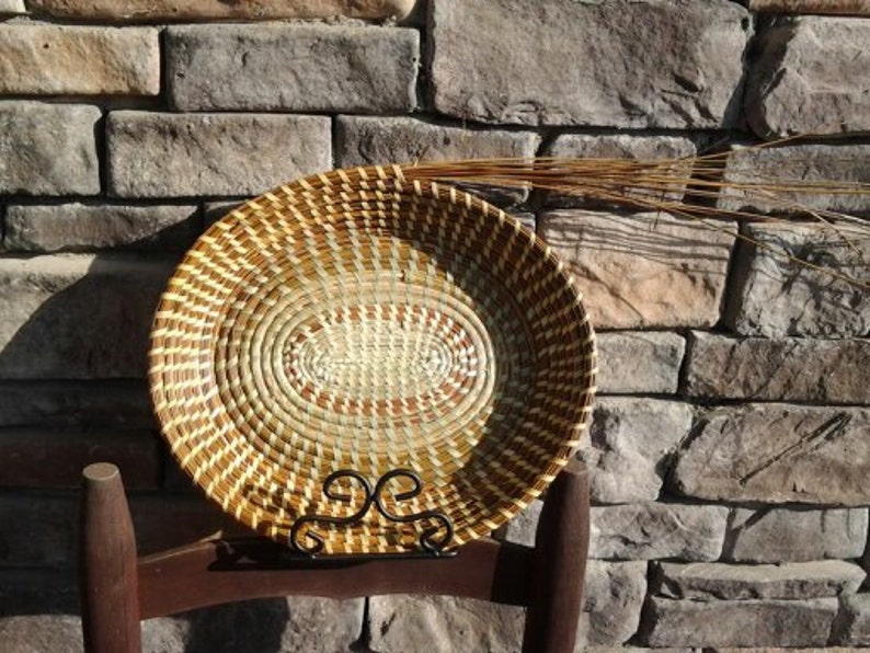 Gullah Sweetgrass OVAL Fanner Basket Wonderful Contrast Etsy