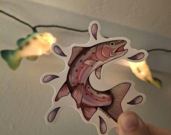 Leaping Rainbow Trout Vinyl Sticker