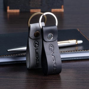 Lexus Leather Keychain, Custom Car Keyring, Full-Grain & Crazy Horse Leather, Gift for Him or Her, Choose Color and Hardware