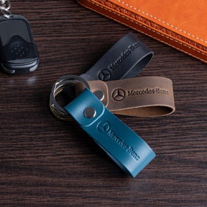Handmade Leather Mercedes Benz Keychain: Full-Grain or Crazy Horse