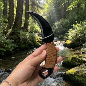 Daga Karambit de obsidiana natural, regalo de cristal de cuarzo, sanación Reiki, decoración del hogar, 1 unidad.