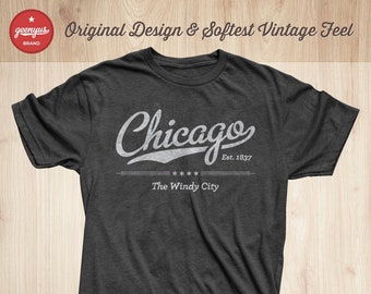 Chicago Shirt, Chicago T-shirt, Chicago Gifts, Vintage Script Chicago T Shirt by Geenyus Brand