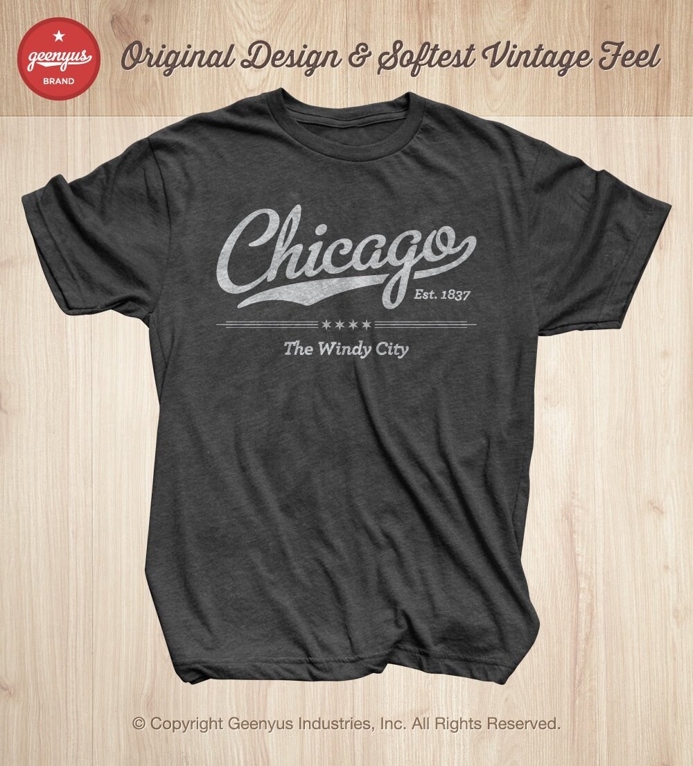 Chicago Shirt, Chicago Tshirt, Chicago Gifts, Vintage Script Chicago T