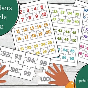 Printable Numbers Puzzle For Kids, Numbers Activity ,1-100 Puzzle Game, Printable Activity For Kids, Learning Numbers, Learn By Playing