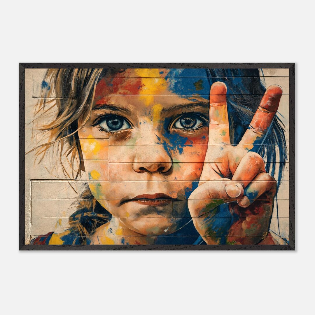 Poster Child With Peace Sign – Street Art Fine Art Print | Modern Wall ...