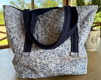 Blue Floral Tote