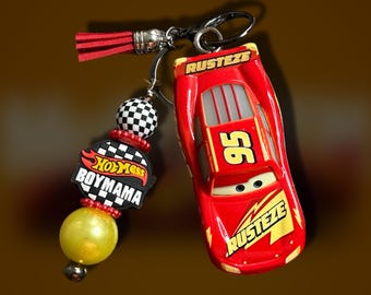 Lightning McQueen “Boy Mama” Keychain | Disney Cars Rust-eze #95 | Custom Beaded Car Keychain | Mom Gift