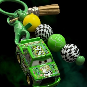 Chick Hicks Keychain • Cars Movie Keychain • Green Race Car Keychain • Lightning McQueen Cars 86 Keychain • Beaded Car Charm • Disney Cars