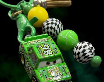 Chick Hicks Keychain • Cars Movie Keychain • Green Race Car Keychain • Lightning McQueen Cars 86 Keychain • Beaded Car Charm • Disney Cars