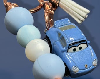 Sally Porsche Keychain • Cars Movie Keychain • Light Blue Character Car Charm • Beaded Car Keychain • Cute Gift • Handmade