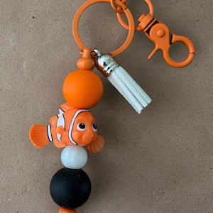 Finding Nemo Keychain | Handmade Pixar Beaded Keychain | Disney Ocean Charm