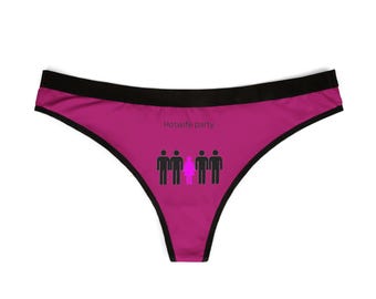 Pink Women's Thongs, hotwife party cuckold lingerie, naughty panties, adult humor underwear, sexy gift for her, fetish lingerie