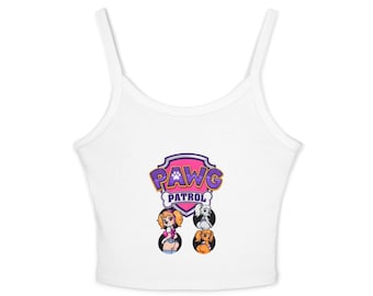 PAWG Patrol Parody Women's Fitted Crop Top Tank - Sassy Adult Humor Graphic Tee