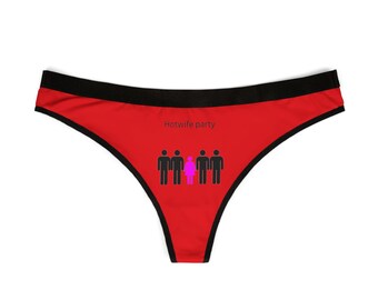 Red Women's Thongs, hotwife party cuckold lingerie, naughty panties, adult humor underwear, sexy gift for her, fetish lingerie