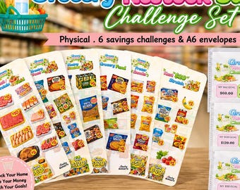 Grocery Restock Savings Challenge Set | Physical Cash Stuffing Budget Dashboard (6 Challenges)