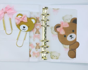 Bear Budget Binder Set | A6 A5 A7 Vellum Dashboard & Decorative Paper Clips | Cash Stuffing Decor