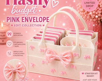 Pink Envelope Edit Collection Caddy | Cash Stuffing Organizer Tote