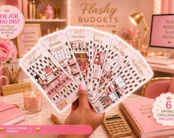 New Job Savings Challenge Bundle | A6 Cash Stuffing Printable | Pink Budget Challenge Set