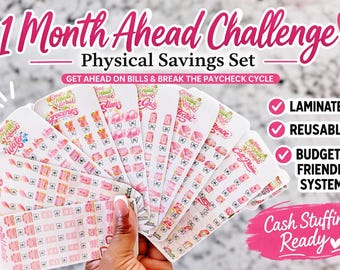 1 Month Ahead Savings Challenge Bundle | Laminated Reusable Budget Planner Insert