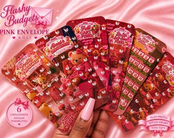 Pink Envelope Edit Savings Challenges Bundle | Laminated Budget Cards (Set of 6)