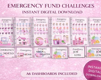 Emergency Fund Savings Challenges | A6 Dashboards | Instant Download