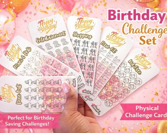 Birthday Savings Challenge Cards | Laminated Cash Envelope Tracker Bundle