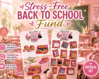 Back to School Savings Challenges | Supplies, Shoes, Uniforms, Fees Fund (Physical Set)