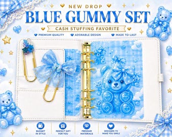 Blue Gummy Bear Cash Stuffing Binder Set | A5, A6, A7 Sizes