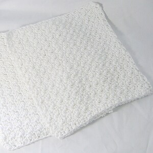 Dishcloth Set Crisp White Cotton Crochet 3 Pack Extra Large 9x9 image 4