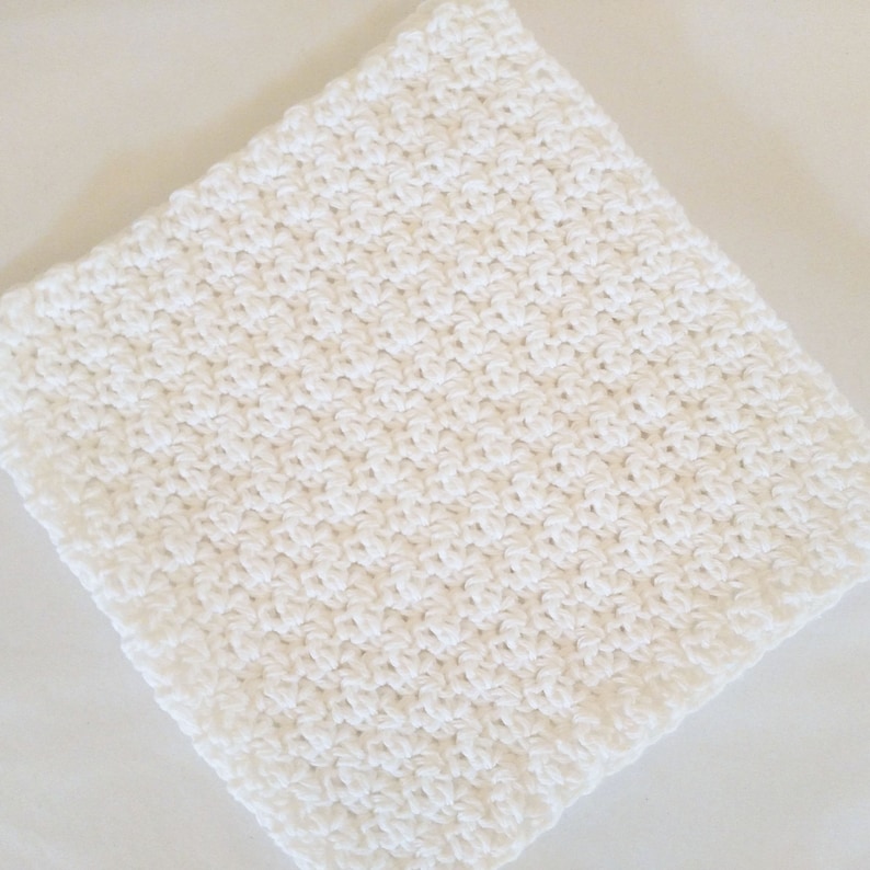Dishcloth Set Crisp White Cotton Crochet 3 Pack Extra Large 9x9 image 5