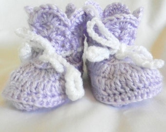 Baby Booties Lavender Crochet 3 - 6 - 9 Months