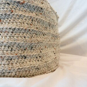 Large Crochet Basket Oatmeal Ecru Beige Fleck Home Decor Organization Storage Round Cylinder 18 x 14 for Towels, Blankets, Pillows image 2