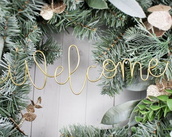 Welcome Wire Words Only for Wreath Wall Home Rustic Farmhouse Front Door Sign Decor Garland Phrase Quote Lyrics House Warming Gift Metal