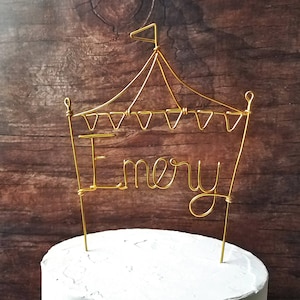 Circus Tent Cake Topper - Birthday Cake Topper - Wire Cake Topper - Carnival Cake Topper - Rustic Chic - Copper - Gold - Rose Gold - Bunting