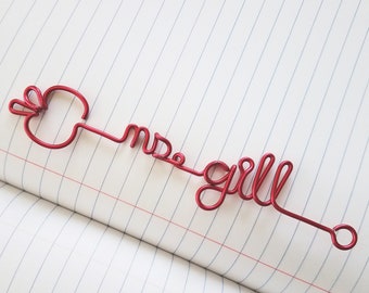 Teacher Name and Apple Wire Bookmark Page Marker Custom Personalized Planner Accessories Gift High School College Book Lover Back to School