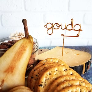 Wire Cheese Markers - Rustic Cheese Marker - Wine and Cheese - Gold - Copper - Rose Gold - Cheese Picks - Cheese Board - Cheese Tags