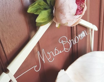 Wedding Dress Hanger With Flower - Personalized Hanger - Custom Hanger - Bride Hanger - Bridal Hanger - Bride Gift - Bridal Shower Gift