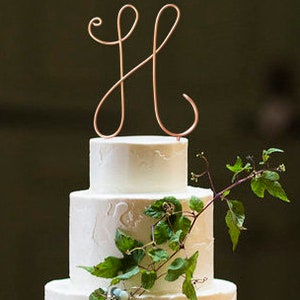 Monogram Wire Wedding Cake Topper Rustic Chic Initial Custom Personalized Anniversary Cursive Reusable Metal Industrial Elegant Simple