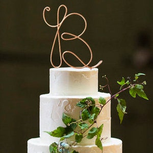 Monogram Wire Wedding Cake Topper Rustic Chic Initial Custom Personalized Anniversary Cursive Reusable Metal Industrial Elegant Simple